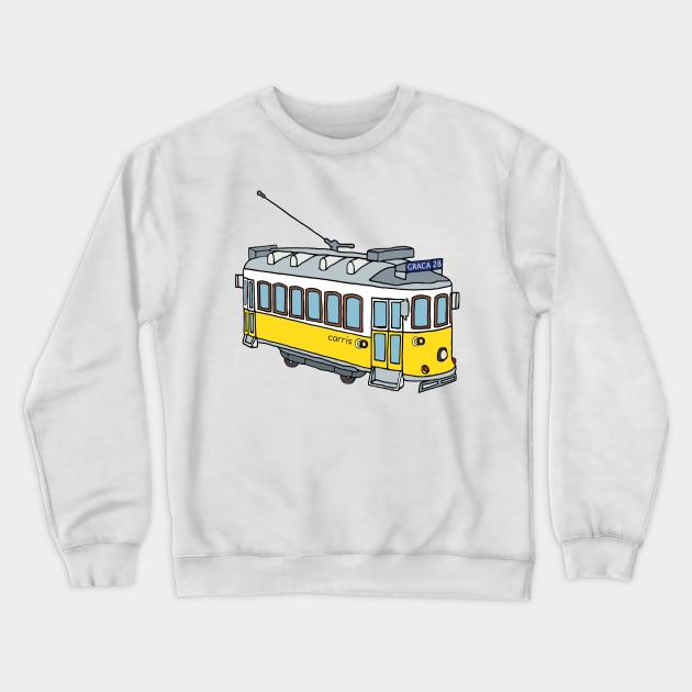 Lisbon Tram Crewneck Sweatshirt by lamaisondulapino